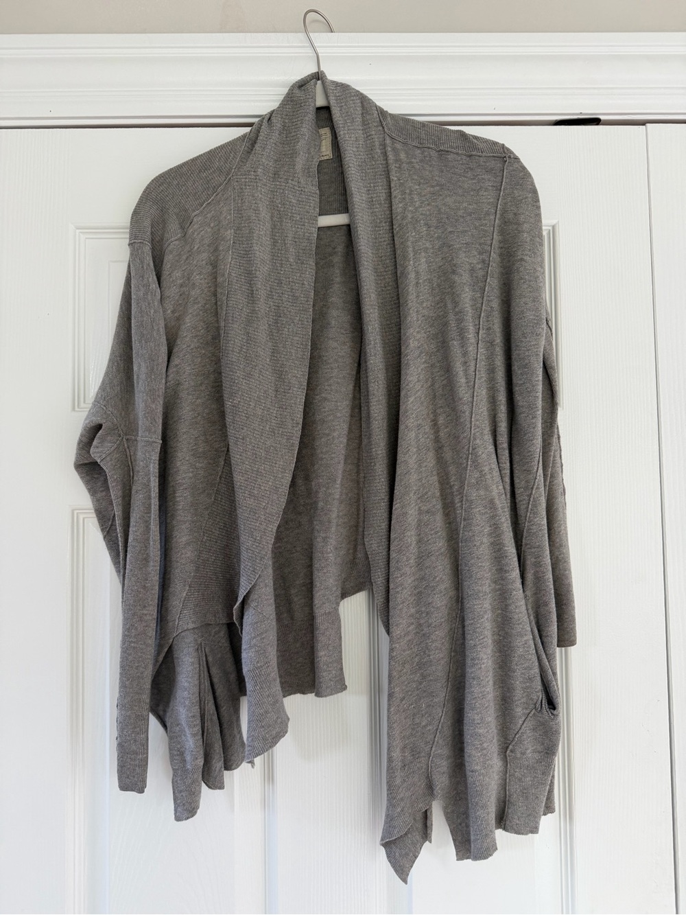 All Saints asymmetrical Lightweight Gray Open-Front Women's Cardigan Sweater